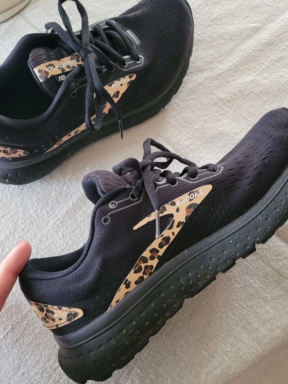 Brooks Women's Black Running Shoes with Leopard Accent - Picture 8 of 9